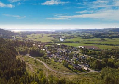 Kart over tomter i Lysthaugen, utsikt over Verdal og vakker natur